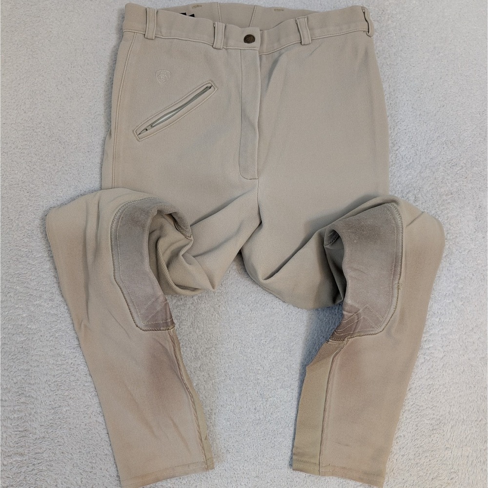 ARIAT Equestrian Women's Heritage Elite Knee Patch Riding Pants Sz 32L Khaki